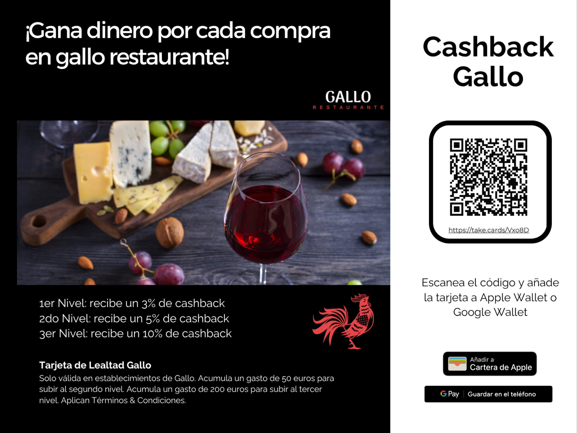 Tarjeta wallet con QR para Apple Wallet y Google Pay